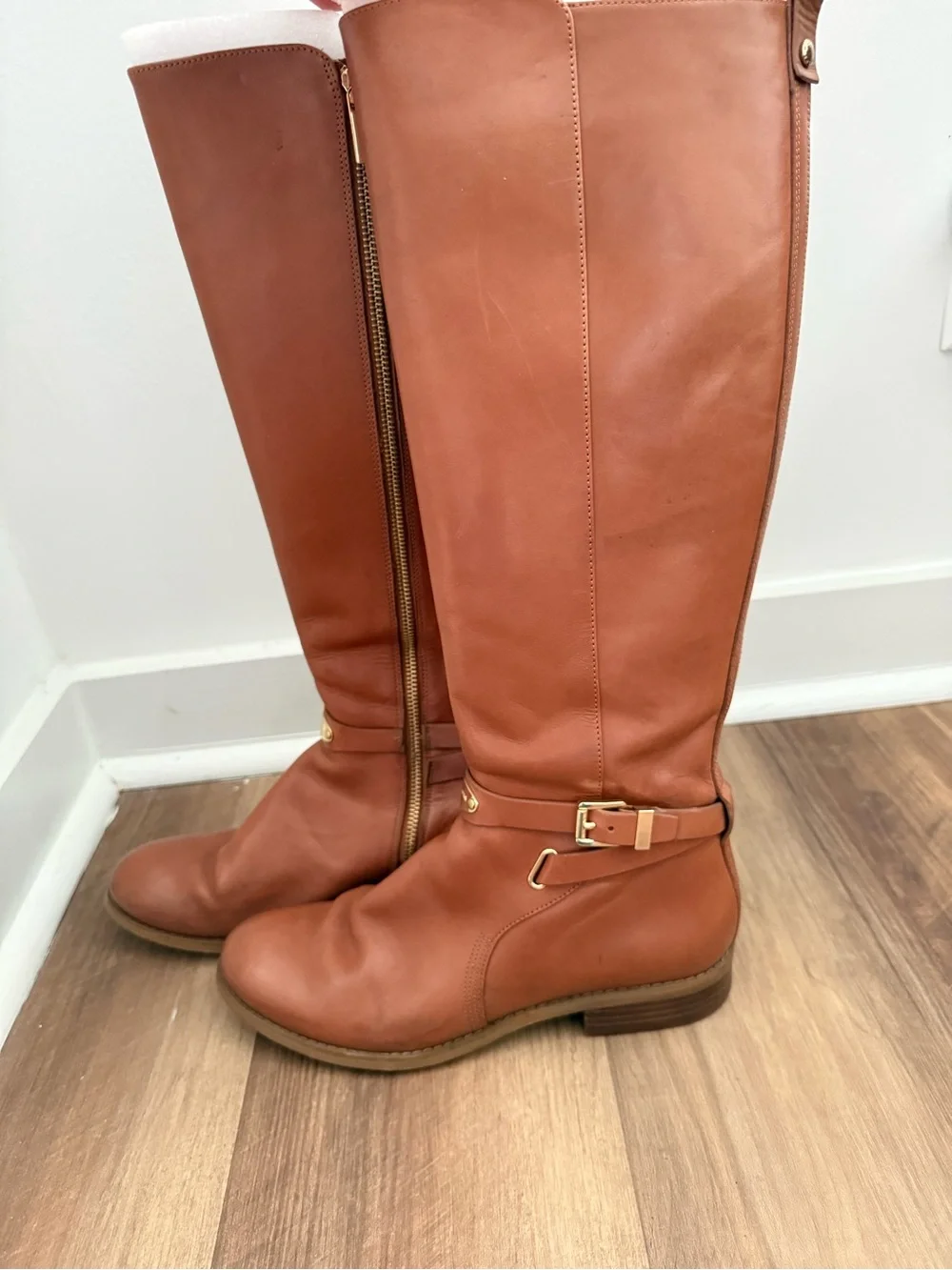 Michael Kors Tall Leather Over-the-Knee Boots in Cognac Brown